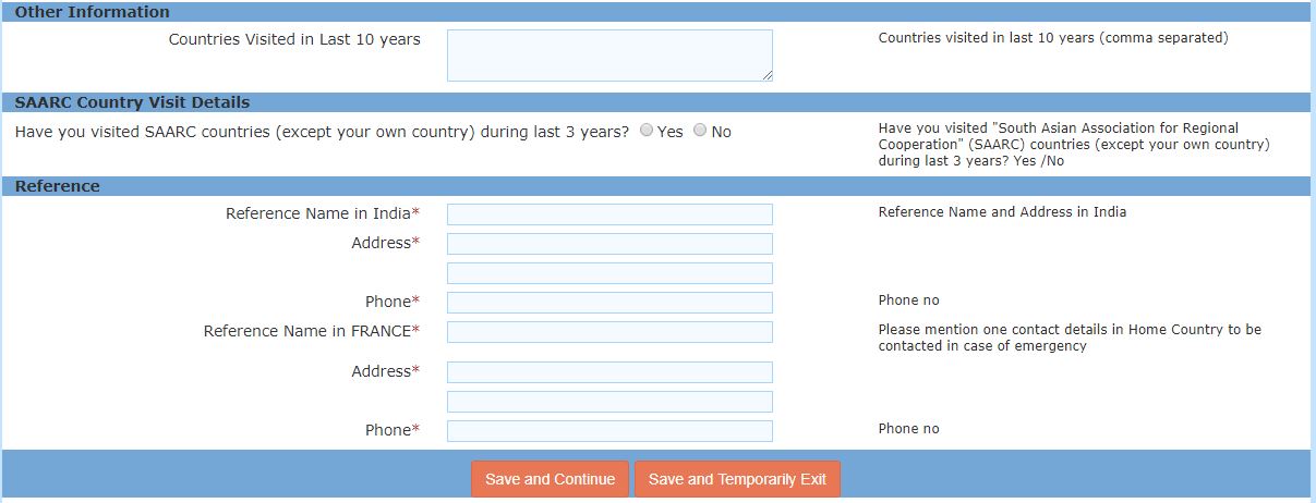 formulaire en ligne inde