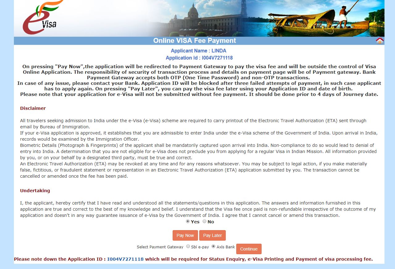 visa inde en ligne paiement