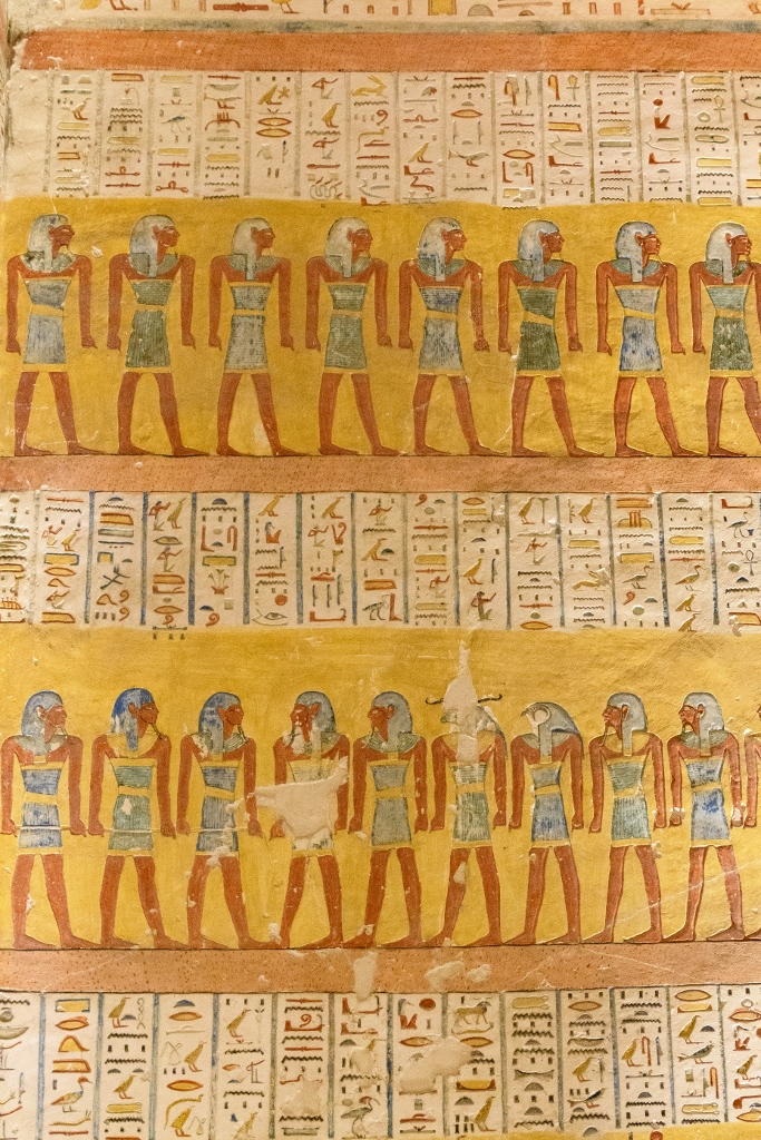 Détails de peinture dans un tombeau de la Vallée des Rois à Louxor