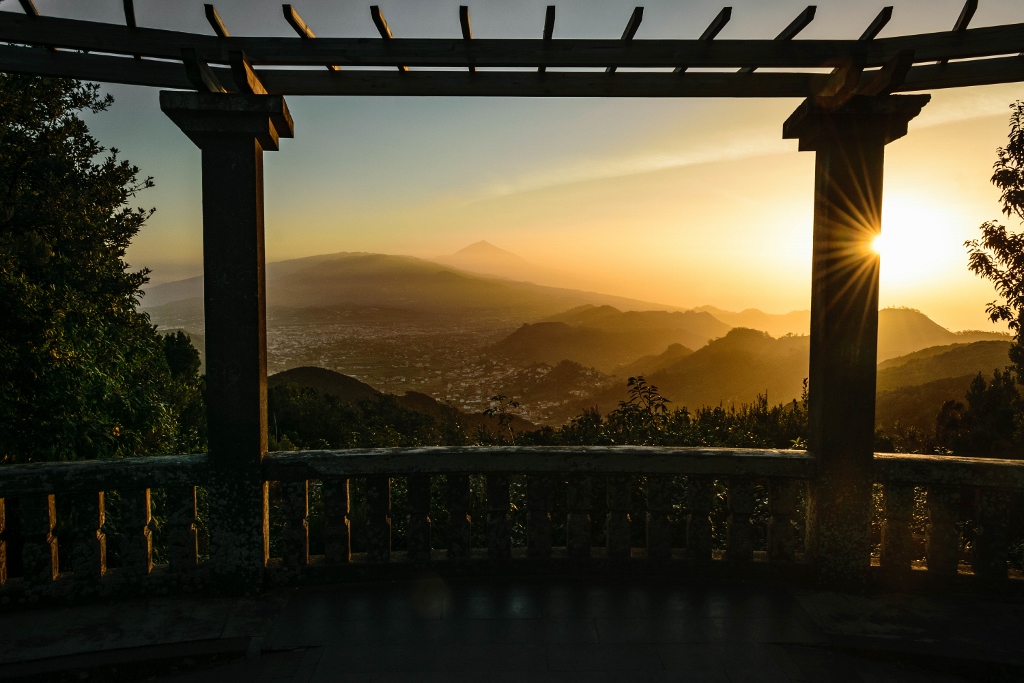 Coucher de soleil sur le Teide depuis le mirador Cruz de Carmen, Tenerife 