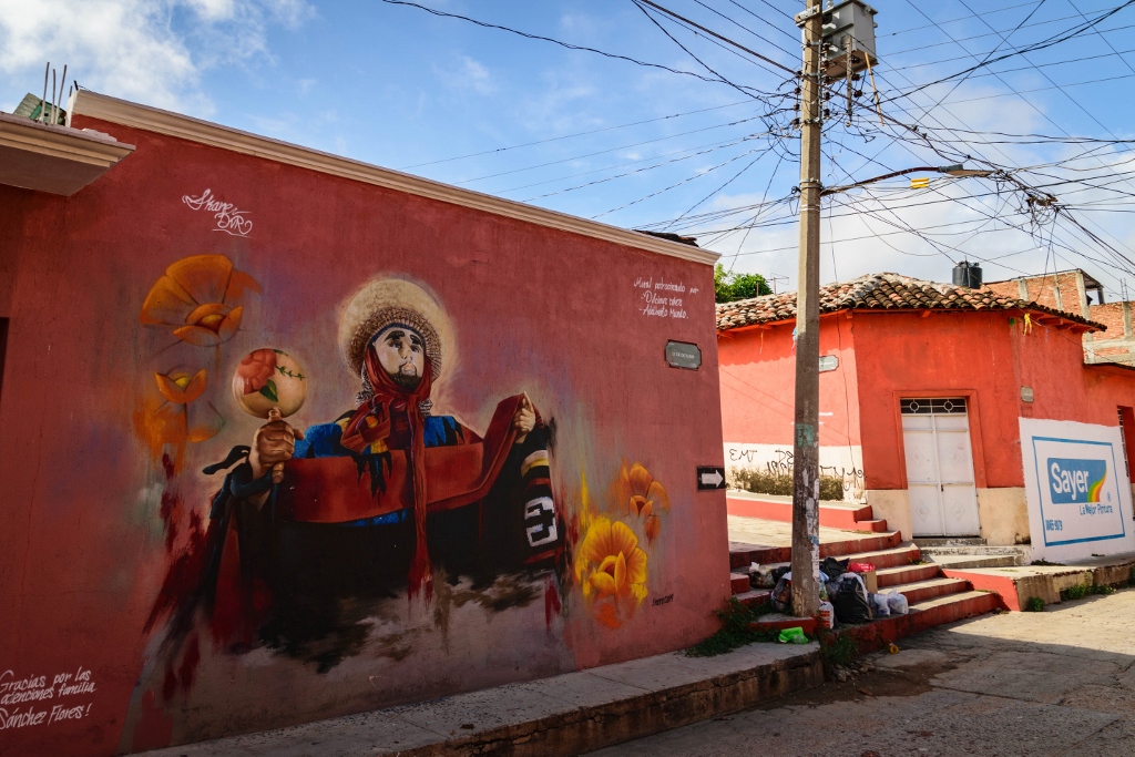 Street art dans une rue de Chiapa de Corzo au Chiapas, Mexique 