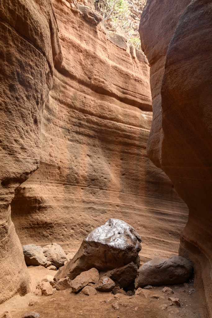Vue sur l’intérieur du barranco de las vacas à Gran Canaria